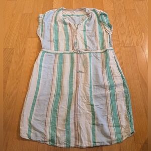 Time and Tru Green and White Striped Top